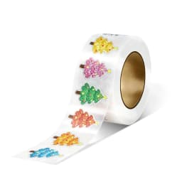 500Pcs Christmas Tree Stickers Roll Laser Green Pine Tree Seal Stickers Xmas Waterproof Self-Adhesive Decals for Envelope