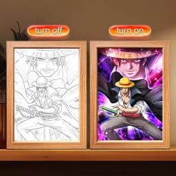 Anime Character One Piece Luffy Zorro Animated Frame LED Light Study Bedroom Christmas Birthday Gift