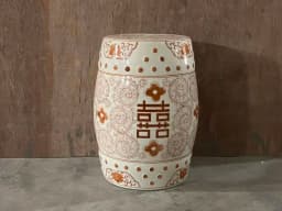White Porcelain and Drawn Blue Shoe Hand Changing Stool Ceramic Drum Bathroom Neoclassical Imitation Sitting Stool Low Round