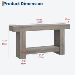 120cm/160cm Long Farmhouse Wooden Console Table 2-Tier Large Sofa Table with Storage for Living Room Entryway Entry Hallway