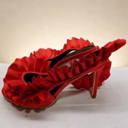 Pink Satin Ruffled Peep-Toe High-Heeled Mules Elegant Flower Pleated Ruffles Surround Lace Shoes Cover Heels Slingback Pumps