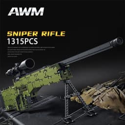 2 Creative AWM Sniper Rifle Barrett AKM Building Blocks, M24 Military Ornaments Series Modle Set Boy Adult Toys Birthday Gifts
