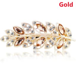Sparkly Rhinestone Leaf Shaped Barrettes Hairpin Non-Slip Crystal Spring Hair Clips For Women Girls Thin Thick Hair French Style