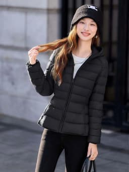 Women's Short Lightweight Hooded Down Jacket 2026 Autumn Winter High qulaity Waist-Cinched puffer coat Warm Solid color DJ729