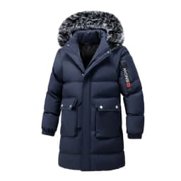 Winter Men's Hooded Jacket Large Fur Collar Thick Warm Cotton Coat Medium-Length Versatile Windproof Fashionable Workwear