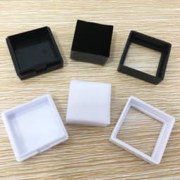 10pcs Square Gemstone Box Diamond Jewelry Display Box Loose Ring Holder Display Case Gem Coin Showcase Container White Black