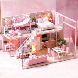 3D Wooden Mini Doll House Assembly Building With Furniture Kit DIY Handmade Duplex Apartment Production Toys Birthday Gifts