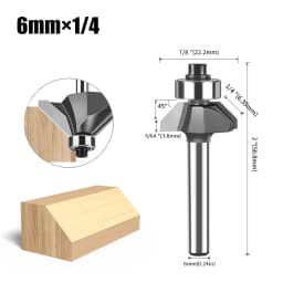 1pc 6mm 12mm Shank 45 Degree Bevel Router Bit Woodworking Milling Router Bit Trimming Machine Carving Router Bit