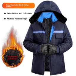 Men's Thickened Cotton Jacket Windproof Warm Winter Workwear Reflective Strip Cold-resistant Outdoor Labor Protection Cold St...