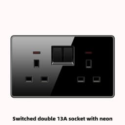 ELEGAN UK Socket Black 16A/20A/45A Full Glass Wall Switch USB type-c Tempered Crystal Panel Electrical Outlet Home Improvement