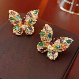 Exaggerated Luxury Crystal Flower Stud Earrings Women's Temperament Elegant Fashion Design Wedding Party Jewelry Valentine Gifts