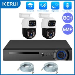 KERUI 2K 6MP HD POE Surveillance 8CH 16CH Camera System Dual Lens PTZ WIFI IP Home Security 8CH POE NVR Video H.265 CCTV Kit