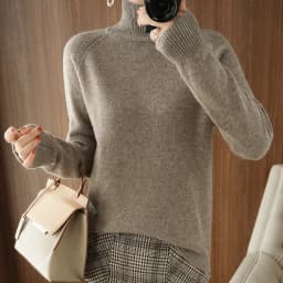 Fashion Basic Autumn Winter Merino Wool Sweater Mock Neck Cashmere Pullover Solid Color Soft Long Sleeve Basic Clothing Tops