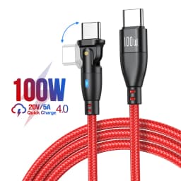 AUFU USB Type C Cable 5A PD100W Fast Charging Charger Wire Cord for MacBook Pro Xiaomi iPad Samsung 180° Rotate USB-C Cable