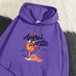 Winter Womans Hoodie The Aperol Spritz Retro Cocktail Printing Sweatshirt Loose Pocket Warm Fleece Pullover Kawaii Sportswear