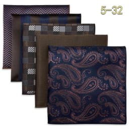 5 PCS Mens Pocket Square Set Assorted Handkerchief Multi Styles Paisley Floral Suit Large 32cm Hanky Business Accessories