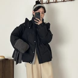 Thicken Warm Stand Collar Hooded Parkas Women Swinter Olid Color Long Sleeve Short Puff Parkas Zipper Button Cotton Padded Coats