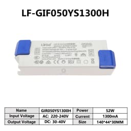 LiFud LED Driver 8W-60W High PF Transformer LF-GIRxxxYM YS Series 350mA 800mA 900mA 1000mA 1300mA 1400mA 1500mA