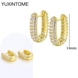 Pave Micro Crystal North Star Hoop Earrings Punk 925 Sterling Silver Ear Needle Twist Gold Earrings For Women Minimalist Jewelry