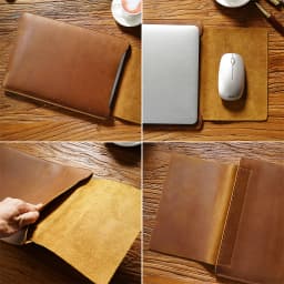 Designer Cowhide Quilted Computer Laptop Cover Custom Leather Laptop Sleeves Bag Case For 12" 13" 14" Macbook Pro