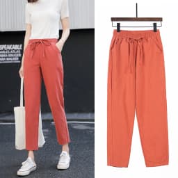 Women Spring Summer Pants Cotton Solid Elastic Waist Candy Colors Harem Trousers Casual Female Pants