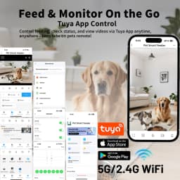 Smart Automatic Pet Feeder with 1080P HD Camera 15cm Elevated 5G WiFi Tuya APP Furpipi Control Automatic Cat Dog Food Dispenser