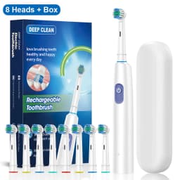 Electric Rotating Toothbrush Deep Clean Whitening Teeth for Adult Ultrasonic Toothbrush with 4/8pcs Refill Replacement Heads