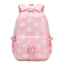 Large Capacity School Backpack for Girls Elementary Middle School Bags Purple Bookbag Student Flower Backpack with Many Pockets