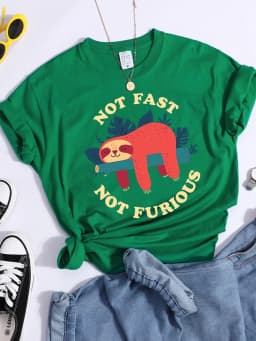 Not Fast Not Furious Printed T-shirt For Women Short Sleeve T Shirts Breathable Soft Short Sleeve Oversized Famale T-shirts