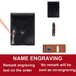 New RFID Name Engraving Simple Short Men Card Wallets Carbon Fiber Card Holder Slim Male Wallet Photo Holder Men Card Clips