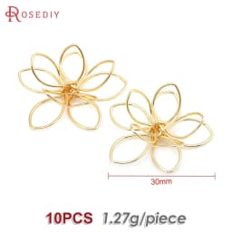 18K Gold Color 3D Wire Flower Charms Pendants High Quality Diy Jewelry Making Necklace Earrings Accessories for Women
