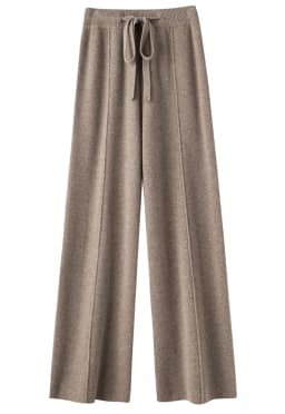 2026 Wool Elastic Waist Knitted Wide-Leg Pants for Women Winter High-Waisted Straight Loose Floor-Length Casual Pants