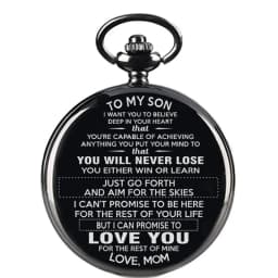 Best Gift To My Son 1pc Black Unique Quartz Pocket Fob Watch Necklace Chain Pendant Antique Birthday Present Clock Reloj Hombre
