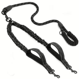 Reflective Double Dog Leash with Two Extra Traffic Handles: 360 Swivel No Tangle Dual Dog Walking Leash, Comfortable Shock Absor