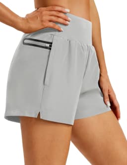 TACVASEN Womens High Waisted Running Shorts Quick Dry Workout Shorts with Built-in Liner Zip Pockets Breathable Athletic Shorts