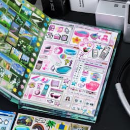 Vintage Multi Story Series Sticker Book - 27/30 Sheets Food-Y2K Themed Creative DIY Scrapbook Japanese Stationery Framed Album
