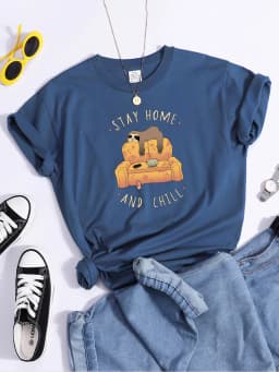 Sloth On The Sofa Personality Letters Printing Tshirts For Women Crewneck Harajuku Women's T-Shirt Casual Punk Woman Clothes