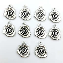 10/24Pcs/Pack Romantic Vintage Rose Flower Chaems Alloy Small Pendants for Jewelry Making Findings Crafting Accessories