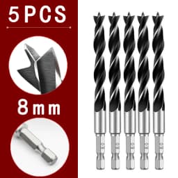 3/4/5/7PCS 1/4" Hex Shank Three-point Woodworking Special Drill Bit 3.0mm-10mm HSS Perforating Electric Drill Rotary Head