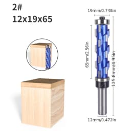 Carbide Milling Cutter 12mm 1/2" Shank Flush Carbide End Mill Solid Spiral Double Bearing CNC Router Machine Bit For Wood