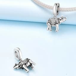 CYMYSS 925 Sterling Silver Charm Cute Animals Bead Elephant Pendant Fit Bracelets Necklace DIY Jewelry Making Party Gift