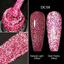 Mtssii Reflective Glitter Gel Pink Sparkling Sequins Gel Nail Polish Soak Off UV Nail Gel Semi-permanent Nail Art Decoration