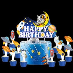 Space Birthday Supplies Astronaut Cake Topper Spaceman Mini Ornaments For Kids Boy Universe Outer Space Theme Party Decorations