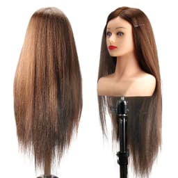 Training Head Wirh Shoulder 28inch Mannequin Head Professional Dolls Head For Cosmetology Manikin Salon Tools Brown Golden