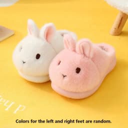 ZUOFU Cute Bunny Rabbit Fluffy Plush Slippers For Women Men Autumn Winter Non-Slip EVA Sole Indoor Warm Home Slippers