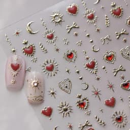 Elegant Gold Scepter 5D Nail Art Stickers Gorgeous Gemstone Luxury Courtly Pattern Necklace Frame Self Adhesive Manicure Decals