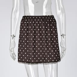 Linad Street Chic Polka Dot Lace Skirts Spriing Vintage Satin Mini Skirt 2026 Fashion High Waist A Line Short Skirts For Woman