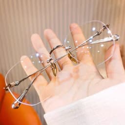 0~ +4.0 Frameless Anti Blue Light Reading Glasses Neutral Ultra Light Presbyopia Large Frame Shows Youthfulness Metal Frame