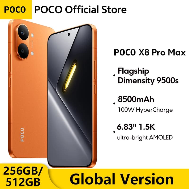 【World Premiere】Global Version POCO X8 Pro Max 8500mAh Smartphone Dimensity 9500s 6.83'' 1.5K 120Hz Ultra-Bright AMOLED Display
