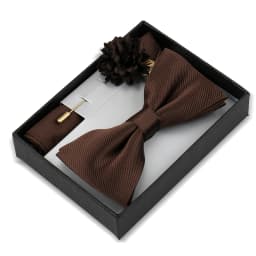 Bowtie Man Flower Brooch Set With Box Pocket Square Butterfly Lapel Pin Bow Tie Set For Men Wedding Suit Accessories Gift Cravat